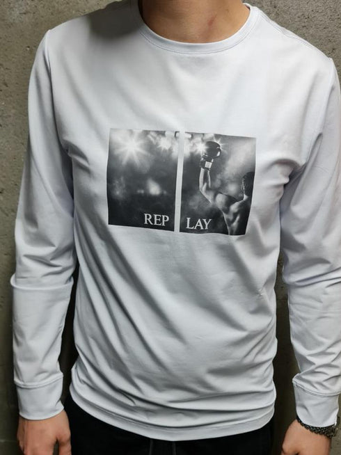 Replay Tshirt men חולצה שרוול ארוך לגבר לבן